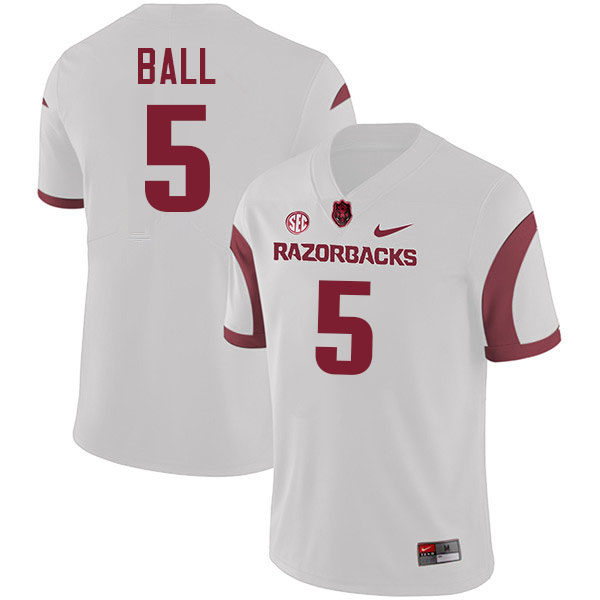 Cameron Ball Arkansas Jersey,Arkansas Razorbacks #5 Cameron Ball Jersey Youth College-Retro White